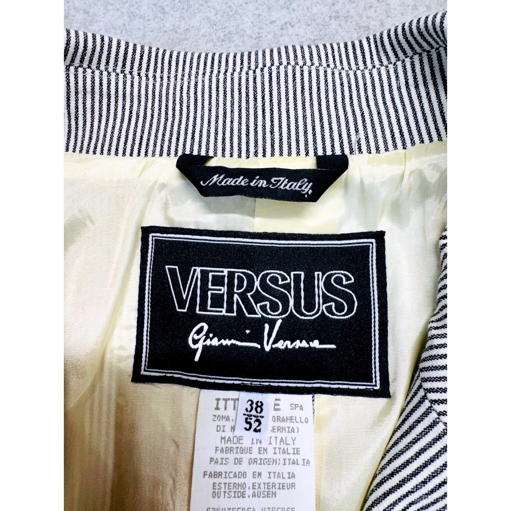 Versus Gianni Versace Caban Jacket Sz 52 Black Pinstripe Double Breasted NWT 90s - Picture 9 of 16